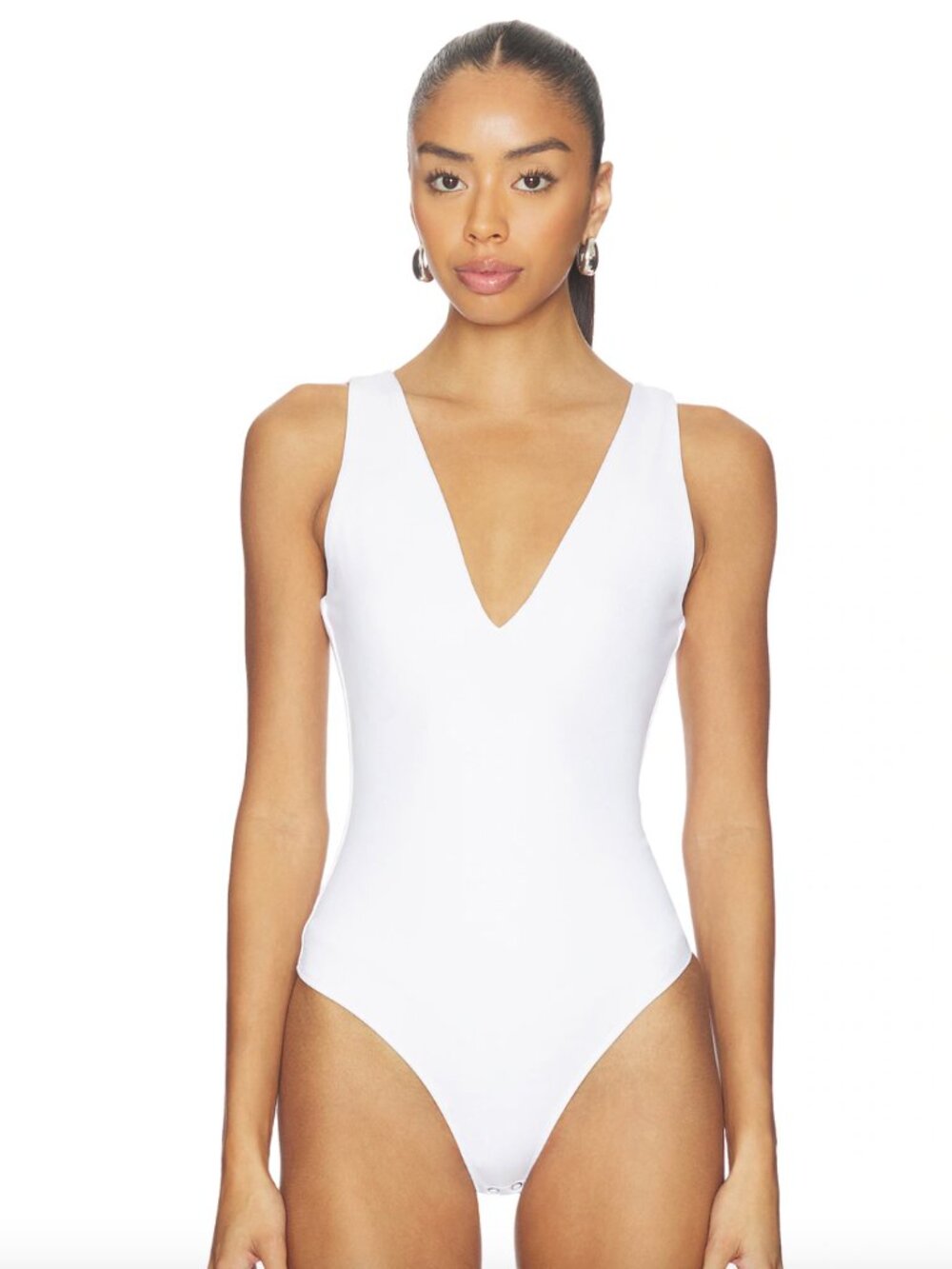 NEW Good American Sculpting Deep V Bodysuit in White001 White 001 Tank Cami XS